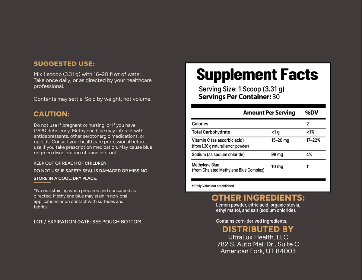 Chelate Blue back label with supplement facts, ingredients, suggested use and cautions